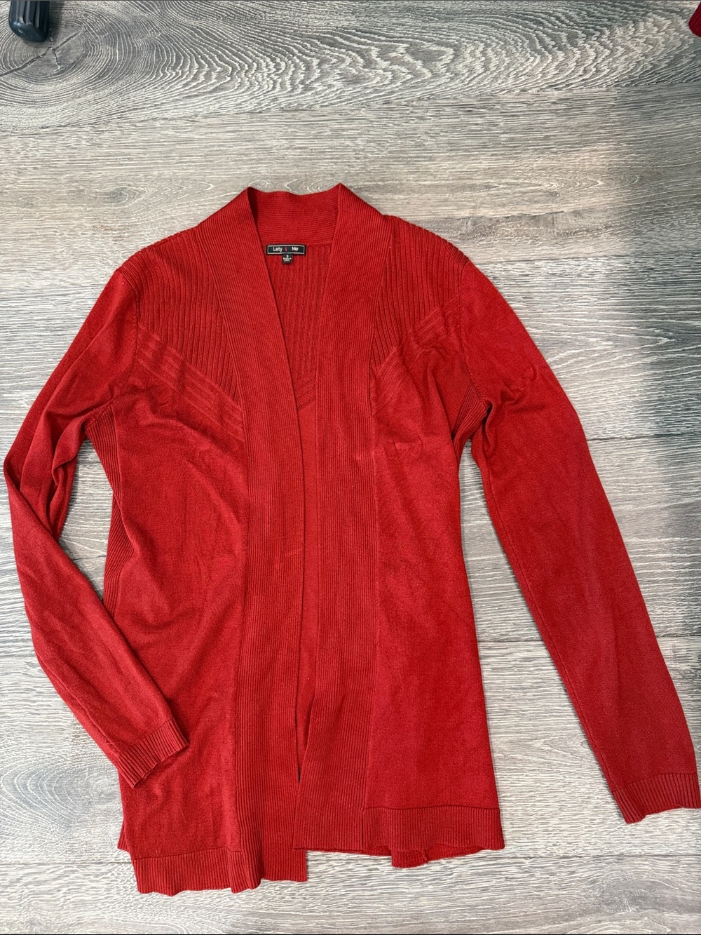 Red Open-Front Women's Cardigan Sweater